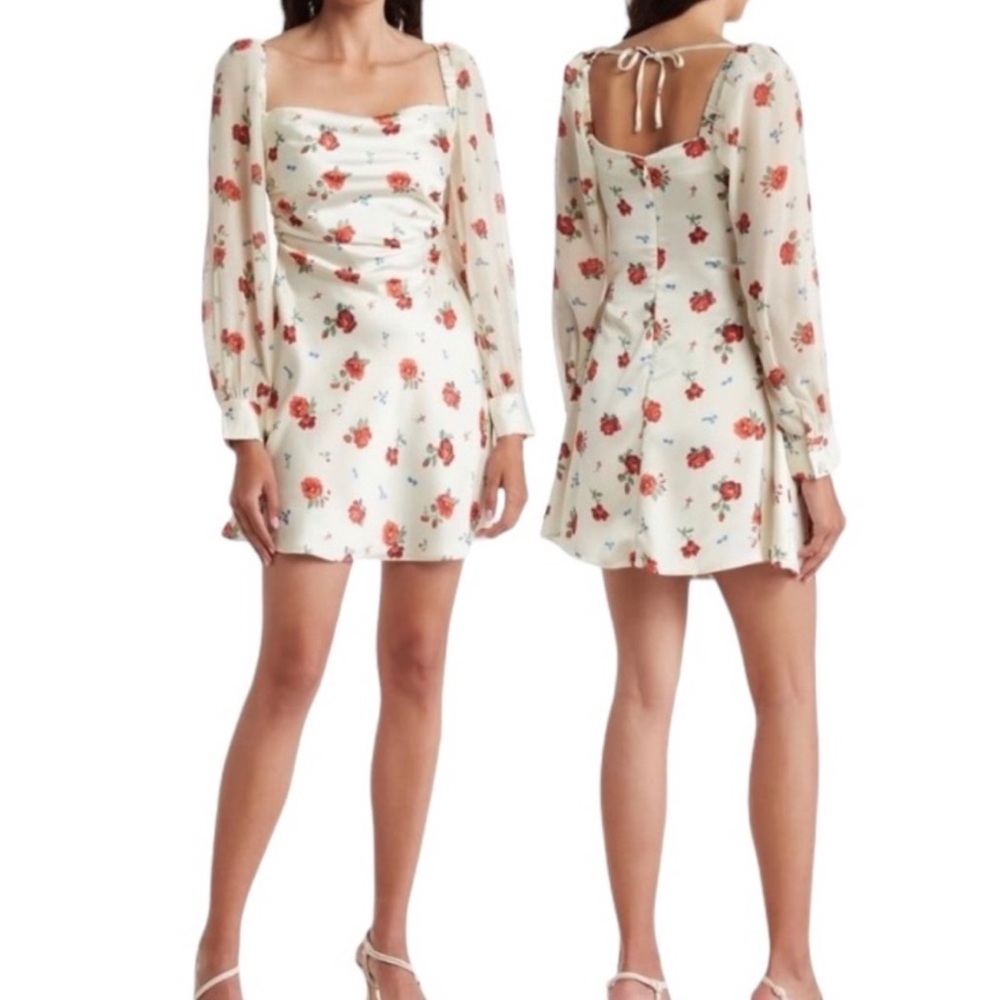 weworewhat mini puff sleeve floral dress